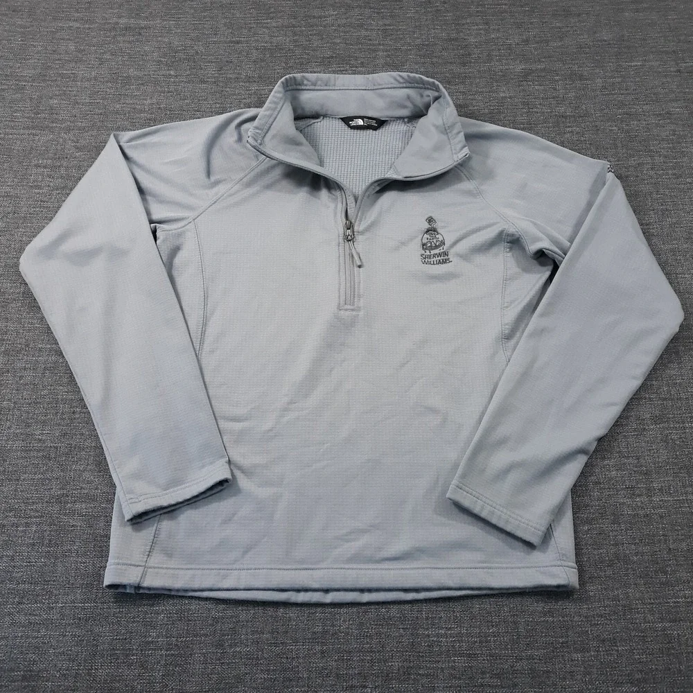 The North Face Pullover Sweatshirt 1/2 Zip Mens Size Medium Gray Waffle Knit